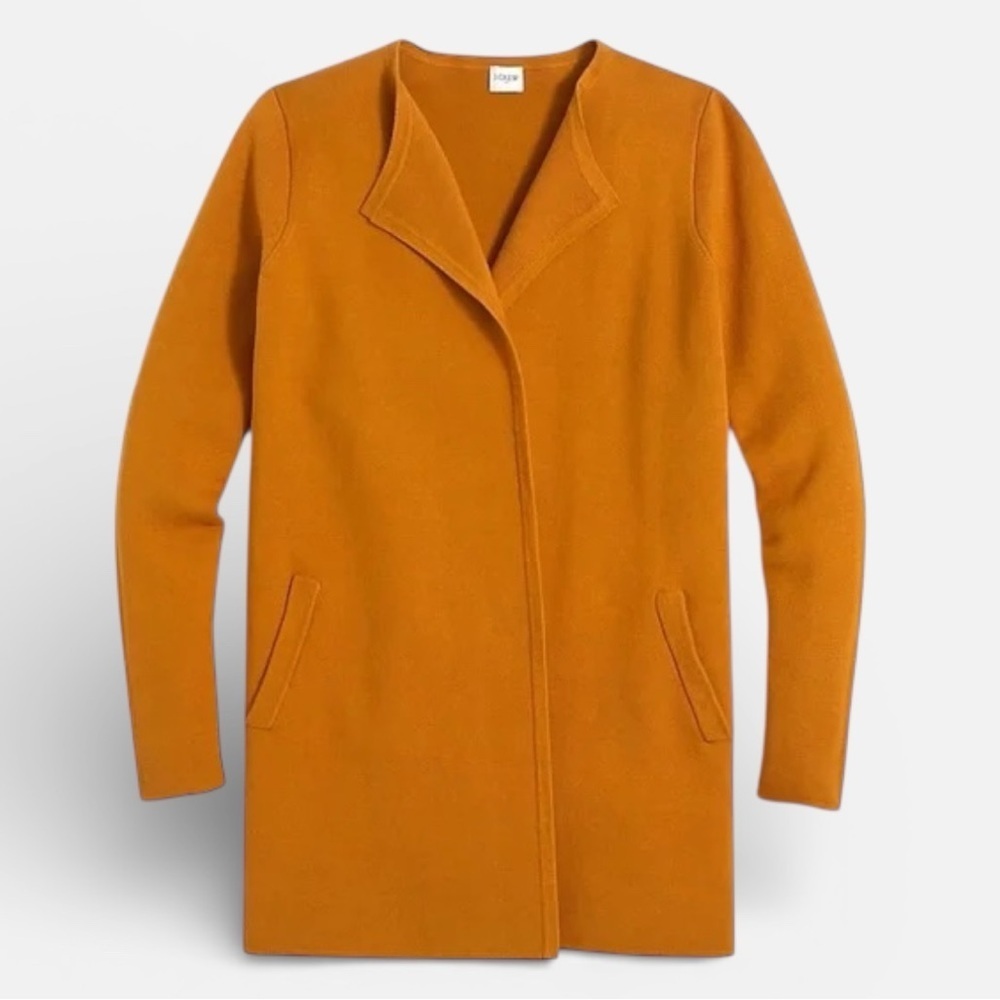 J. CREW Vanessa Sweater Jacket Cardigan Burnished
Copper Knit Longline Orange L